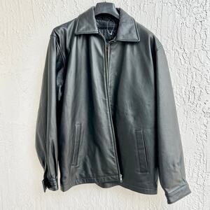 Canyon Outback Long Sleeve Leather Zip Up Bomber Jacket Black Men's Size Small